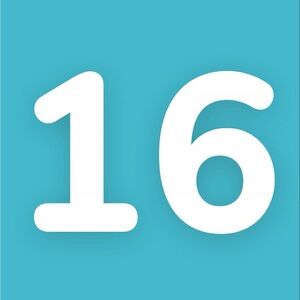 Blue and White Number 16 Graphic